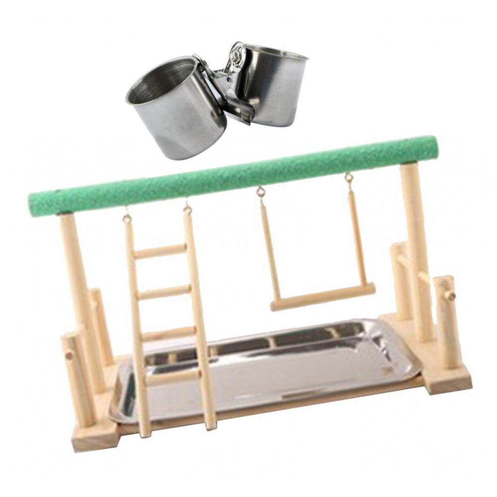 Perch with Stainless Steel 6.5Cm Feeding Cups & Tray for Birds Parrots Frosted 6.5Cm Cups Animals & Pet Supplies > Pet Supplies > Bird Supplies > Bird Gyms & Playstands perfk   