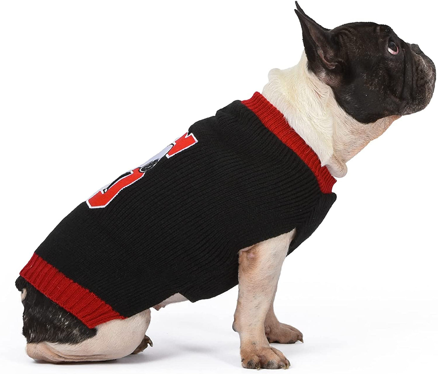 Peanuts for Pets Comics Snoopy Collegiate Dog Sweater, Small | Soft and Comfortable Dog Apparel Dog Clothing Dog Shirt | Snoopy Small Dog Sweater, Small Dog Shirt for Small Dogs, Black, (FF20072) Animals & Pet Supplies > Pet Supplies > Dog Supplies > Dog Apparel Fetch for Pets   