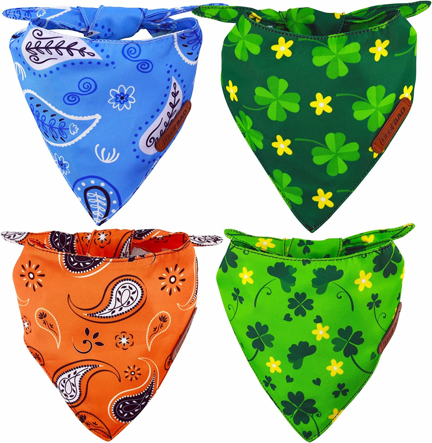 Deerbao Dog Bandanas 4Pack,Dog Scarf,Dog Bandanas Boygirl,Premium Durable Fabric,Adjustable Fit,Unique Shape,Suitable for All Kinds of Dogs,Provide Various Sizes (Large, Classic Plaid) Animals & Pet Supplies > Pet Supplies > Dog Supplies > Dog Apparel DeerBAO Paisley Large 