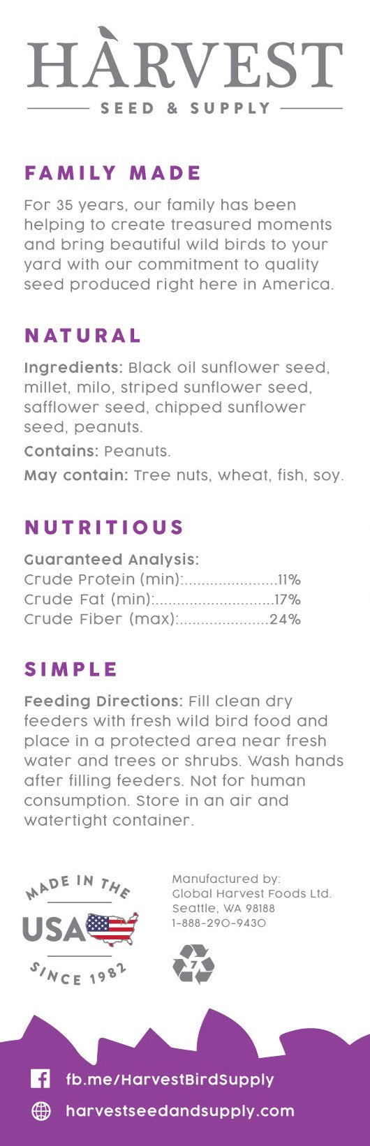 Harvest Seed & Supply Birder'S Medley Wild Bird Food, 20 Lbs. Animals & Pet Supplies > Pet Supplies > Bird Supplies > Bird Food Global Harvest Food, Ltd.   