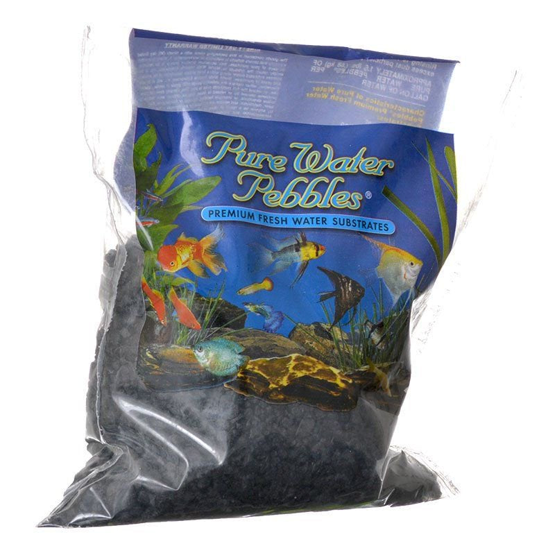 Pure Water Pebbles Aquarium Gravel - Jet Black 2 Lbs (3.1-6.3 Mm Grain), Black (4 Pack)