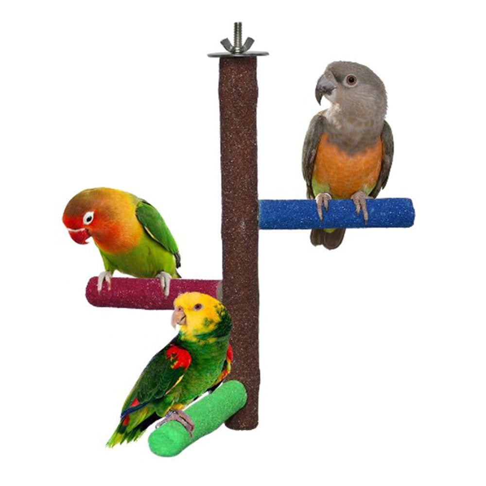 Parrot Perch Rough-Surfaced Sand Perches Bird Cage Chewing Toy Ladder Perch Wood Stand Beaks Claws Trimmed Grinding Animals & Pet Supplies > Pet Supplies > Bird Supplies > Bird Ladders & Perches STAGA   