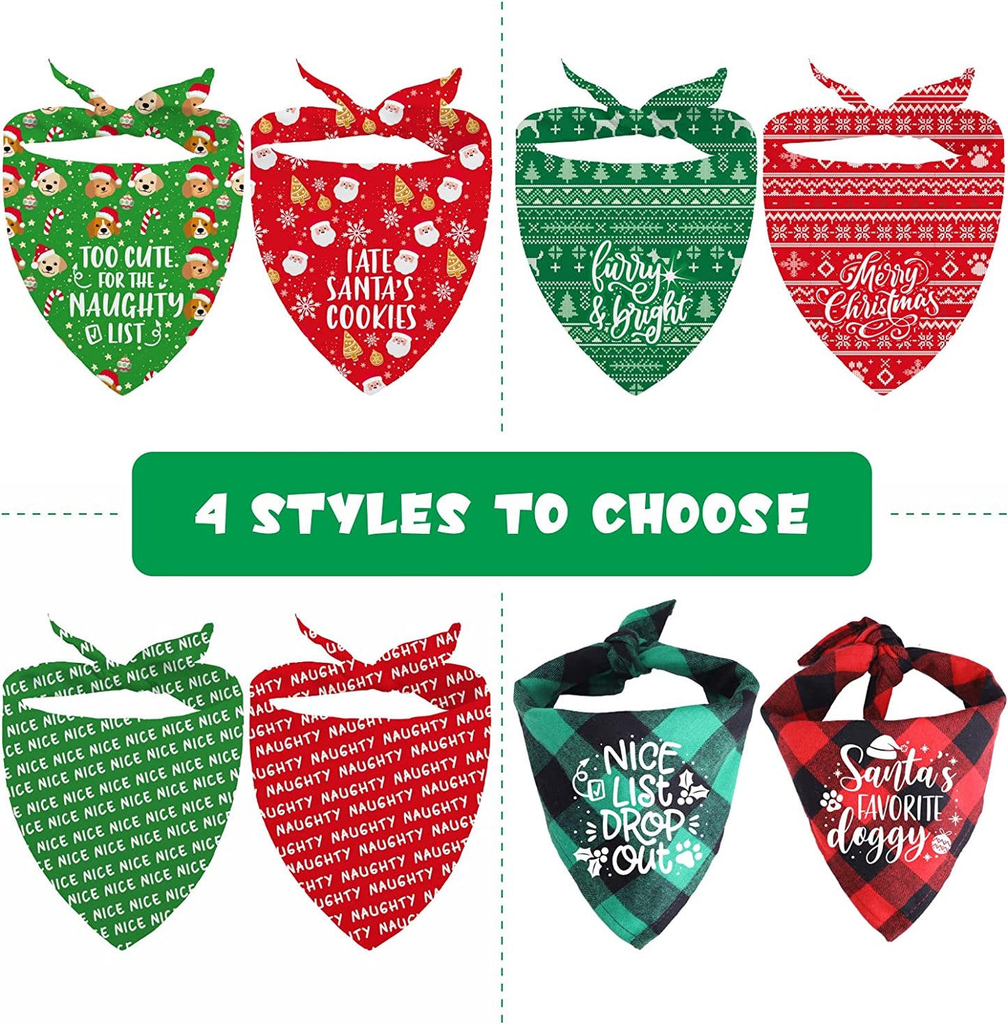 2 Pack Christmas Dog Bandanas Holiday Classic Plaid Dog Scarves Funny Triangle Bibs Set Cute Xmas Decoration Pet Costume Accessories for Small Medium Large Dogs Cats Animals & Pet Supplies > Pet Supplies > Dog Supplies > Dog Apparel Ideapron. Inc   