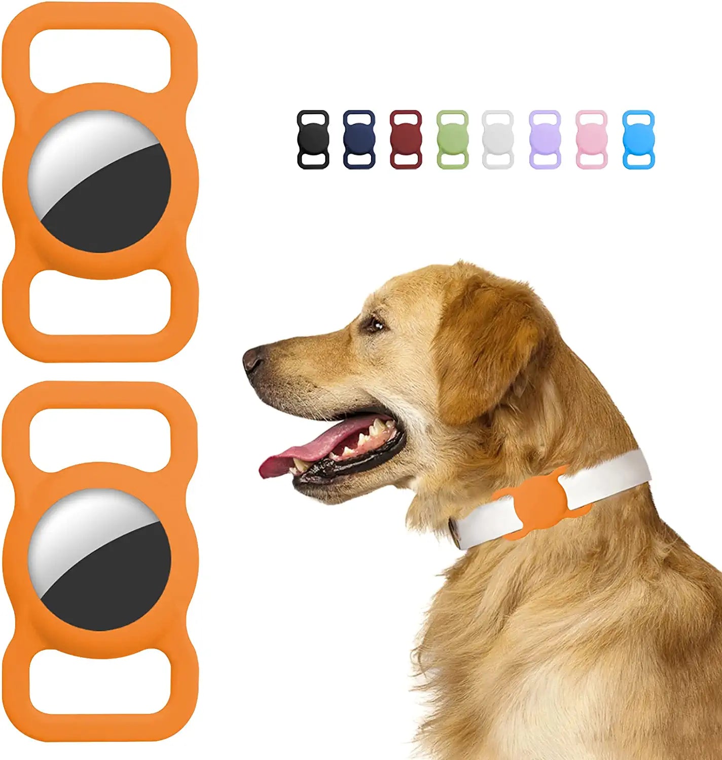 Gogomg 2 Pack Holders Compatible with Apple Airtag for Dog Collar, Silicone Protective Case for Air Tag Pet GPS Tracker (Purple) Electronics > GPS Accessories > GPS Cases gogomg Orange  