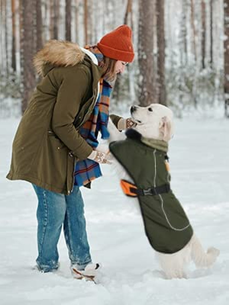 Waterproof Turtleneck Dog Snowsuit,Dog Snow Jacket for Large Medium Dogs,Adjustable Dog Coat Golden Retriever Labrador Bulldog Dog Puffer Jacket for Winter Cold Weather Buckle Release Easy on and Off