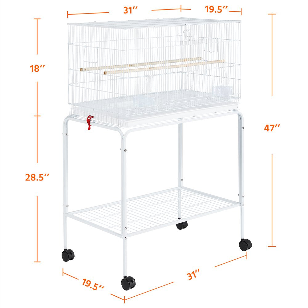 Easyfashion 47"H Rolling Stand Flight Bird Cage with Slide-Out Tray for Small Birds, White Animals & Pet Supplies > Pet Supplies > Bird Supplies > Bird Cages & Stands Easyfashion   