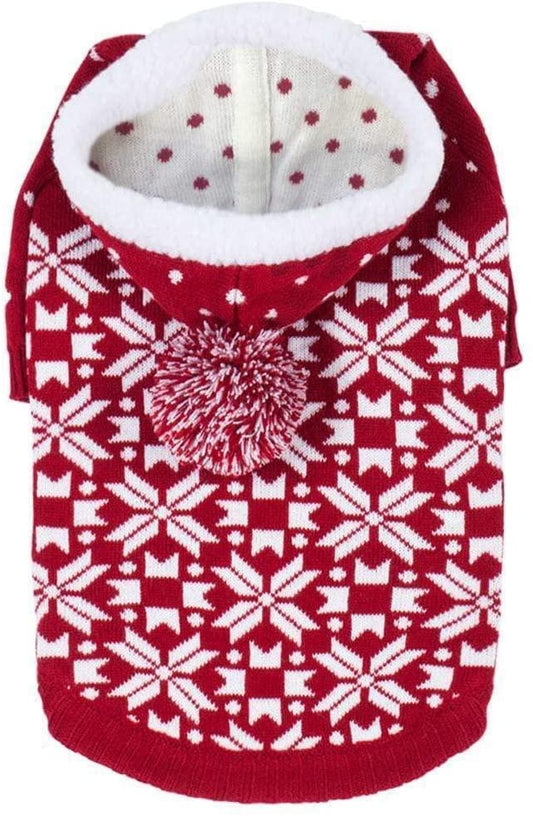 Blueberry Pet Let It Snow Classic Ugly Christmas Holiday Snowflake Pullover Hoodie Dog Sweater in Red and White, Back Length 20", Pack of 1 Clothes for Dogs Animals & Pet Supplies > Pet Supplies > Dog Supplies > Dog Apparel Blueberry Pet Red Hoodie 20 inch (Pack of 1) 