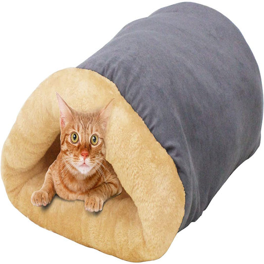 GOOPAWS 4 in 1 Self Warming Burrow Covered Cat & Dog Bed, Pet Hideway Sleeping Cuddle Cave Animals & Pet Supplies > Pet Supplies > Cat Supplies > Cat Beds Jespet Gray  