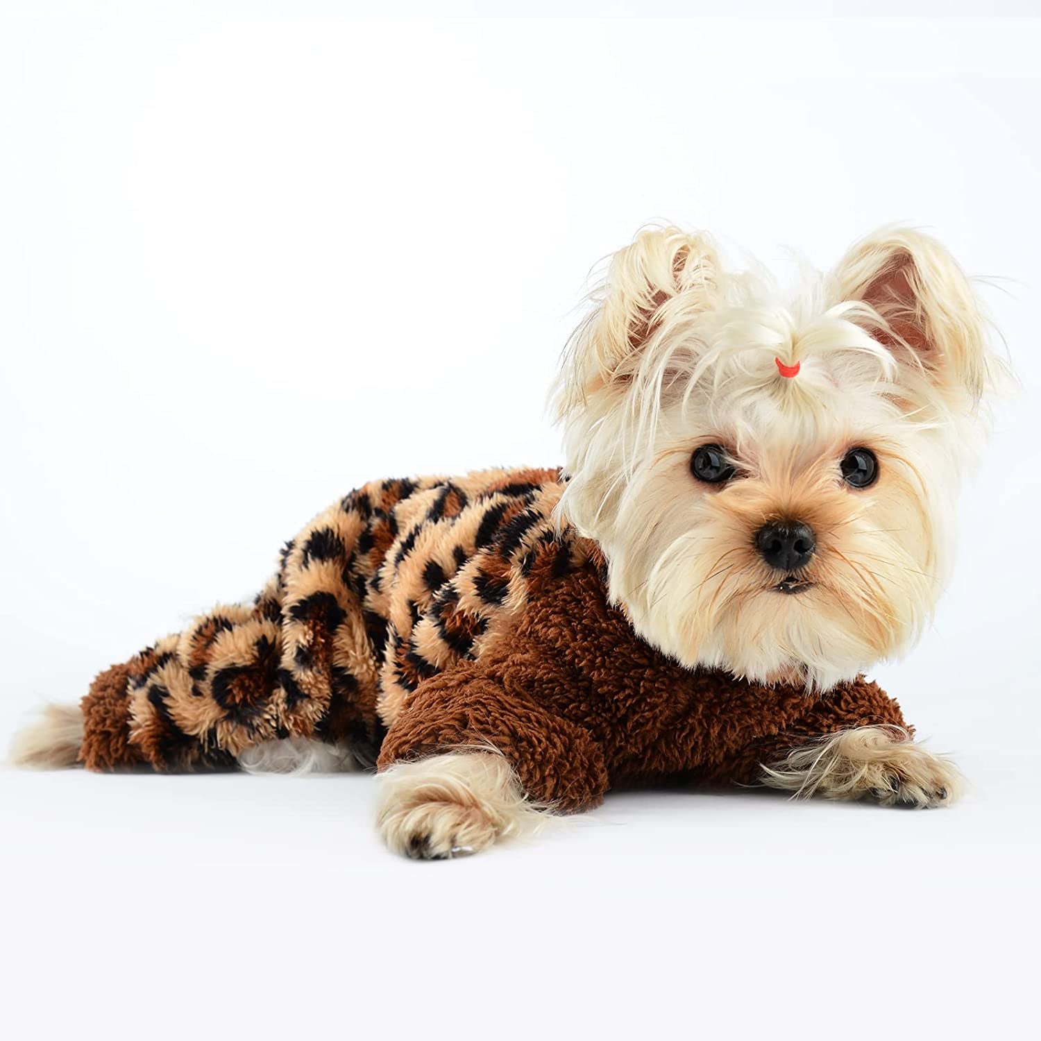 Leopard Turtleneck Dog Pajamas for Small Dogs, Fleece Dog Sweater, Winter Cute Tiny Dog Clothes Outfit Puppy Pajamas Pet Jumpsuits Cat Clothing (X-Small) Animals & Pet Supplies > Pet Supplies > Dog Supplies > Dog Apparel Sebaoyu   