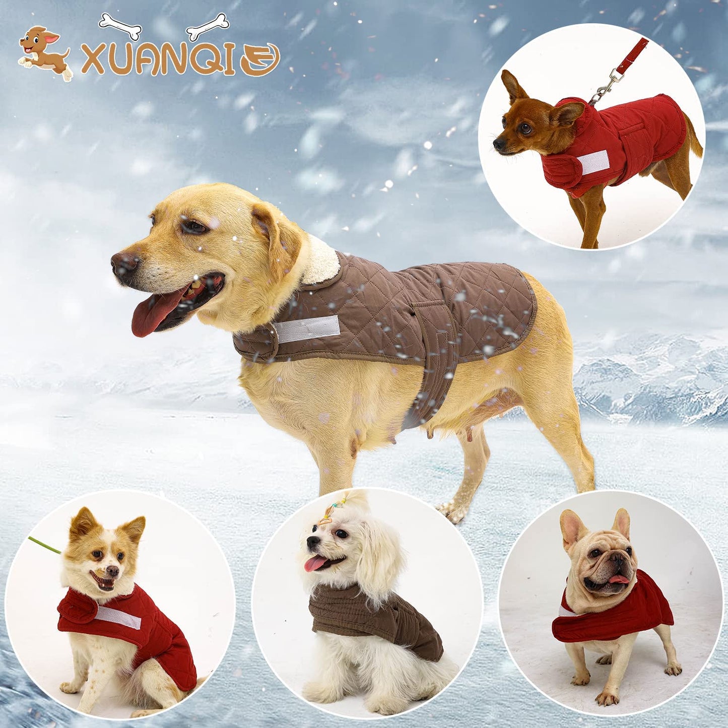 Winter Dog Coats, Warm Comfortable Windproof Dog Vest, Breathable Dog Jacket, Cozy Padded Sherpa Dog Clothes for Small Dogs with a Adjustable Belt (Xx-Small, Brown) Animals & Pet Supplies > Pet Supplies > Dog Supplies > Dog Apparel Geofair   