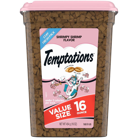 TEMPTATIONS Classic Crunchy and Soft Cat Treats Shrimpy Shrimp Flavor, 16 Oz. Tub Animals & Pet Supplies > Pet Supplies > Cat Supplies > Cat Treats Mars Petcare   