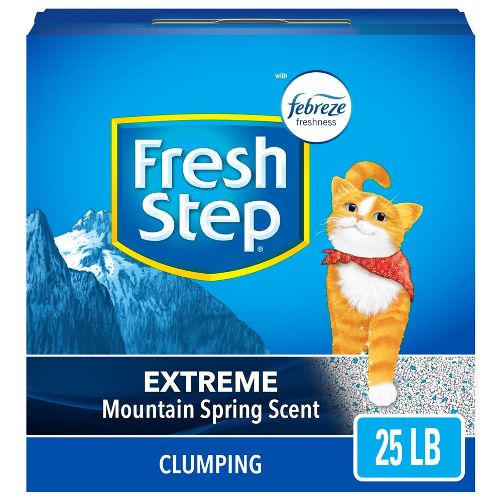Fresh Step Extreme Scented Litter with the Power of Febreze, Clumping Cat Litter - Mountain Spring, 38 Lbs Animals & Pet Supplies > Pet Supplies > Cat Supplies > Cat Litter The Clorox Company 25 lbs  
