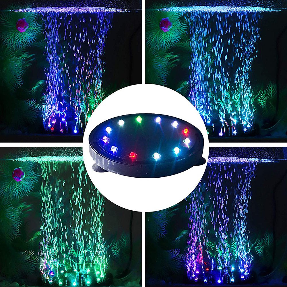 Amerteer 5 Inch 12 LED Aquarium Air Bubble Light,Multi-Colored Fish Tank Air Stone Disk Lamp Underwater Bubbler LED Light with 7 Color Changing for Fish Tanks and Fish Ponds Animals & Pet Supplies > Pet Supplies > Fish Supplies > Aquarium Lighting Amerteer   