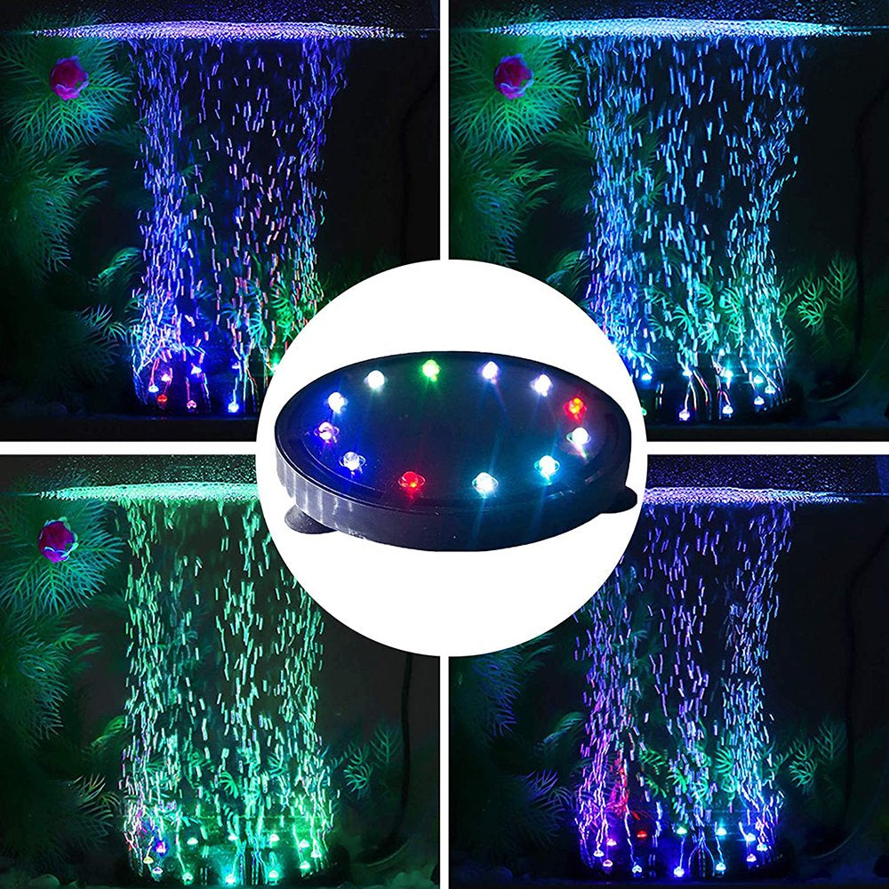 LNKOO 5 Inch Aquarium Air Curtain Decoration Air Bubble Disk Lights Underwater RGB Lamp Submersible Lighting Multi-Color Changing Light for Fish Tanks (12 Leds) Animals & Pet Supplies > Pet Supplies > Fish Supplies > Aquarium Lighting Lnkoo   