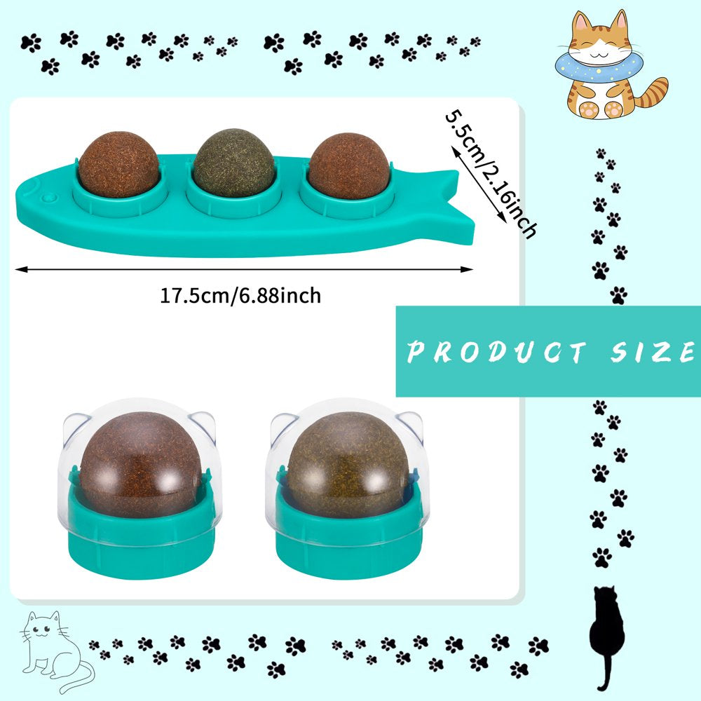 Taihexin 3 in 1 Catnip Wall Balls Toys, Teeth Cleaning Catnip Toy for Cats Licker, Fish Shape Self-Adhesive Catnip Edible Balls Animals & Pet Supplies > Pet Supplies > Cat Supplies > Cat Toys TAIHEXIN   
