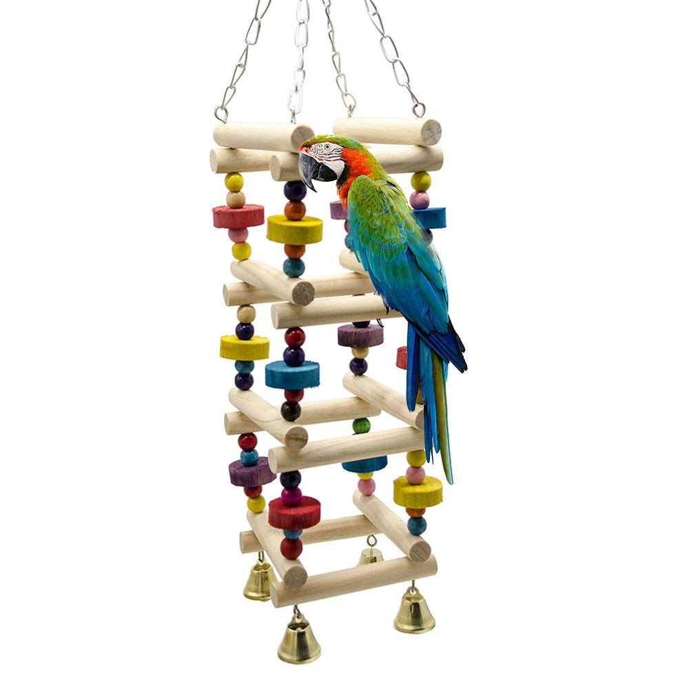 BESTYO Wooden Bird Swings Ladders Toys Parrot Chewing Climbing Stand Perch Parakeets Playground Colorful Bite Blocks Animals & Pet Supplies > Pet Supplies > Bird Supplies > Bird Ladders & Perches BESTYO   