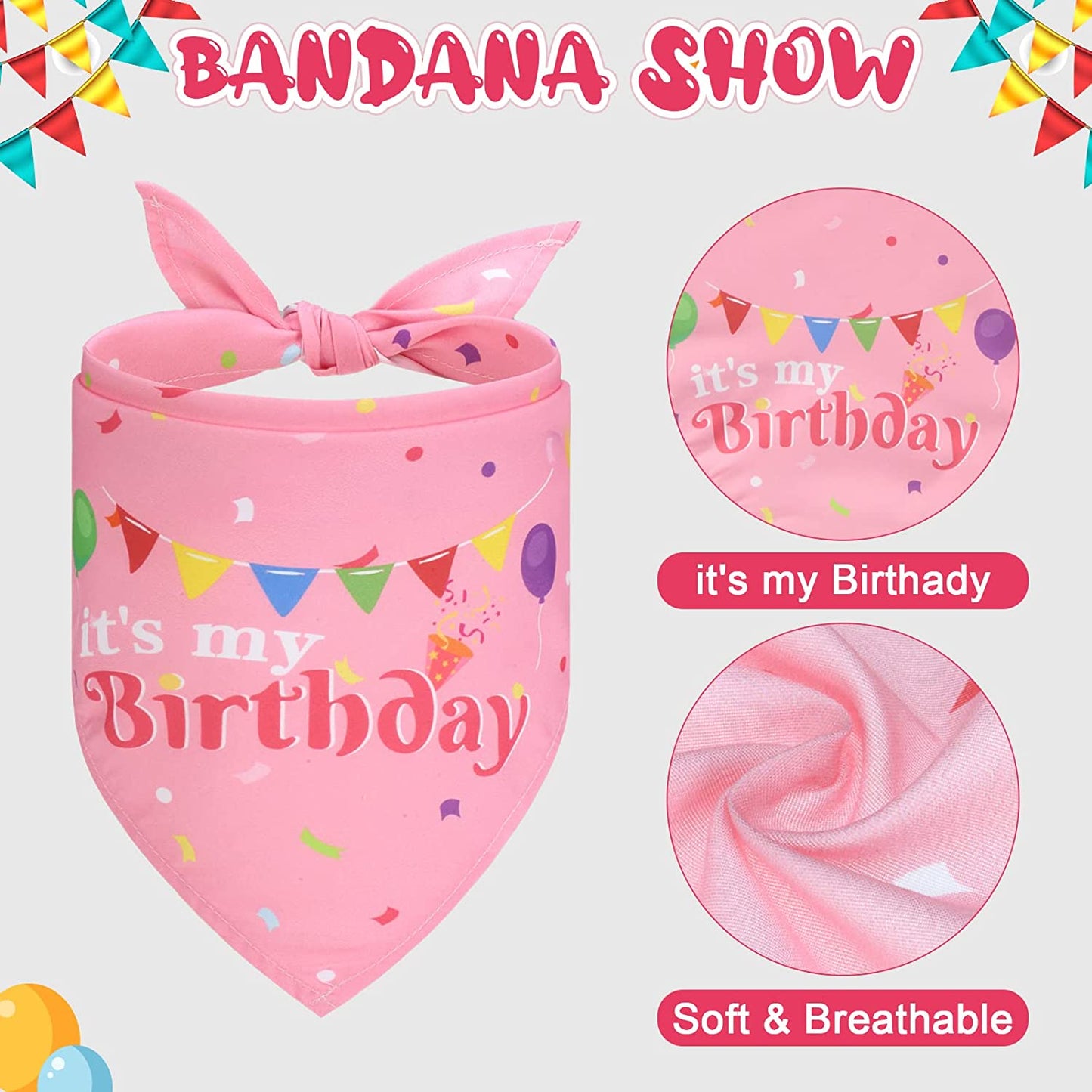 EXPAWLORER Dog Birthday Outfit - Cute Hat Bandana Scarf and Squeaky Cake Dog Toy for Birthday Party Supplies Gift, Great Party Decorations for Small Medium Large Dogs Girl Pink Animals & Pet Supplies > Pet Supplies > Dog Supplies > Dog Apparel EXPAWLORER   