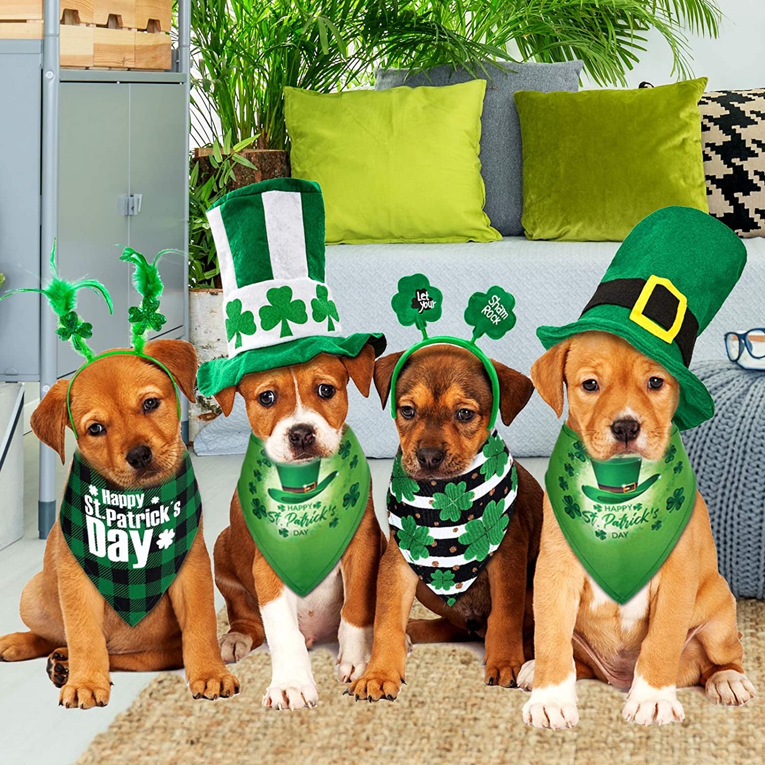 Weewooday 6 Pieces St. Patrick’S Day and Easter Dog Bandana Triangle Bibs Cat Pet Scarf Pet Costume Accessories for Small Medium Dogs and Cat Animals & Pet Supplies > Pet Supplies > Dog Supplies > Dog Apparel Weewooday   