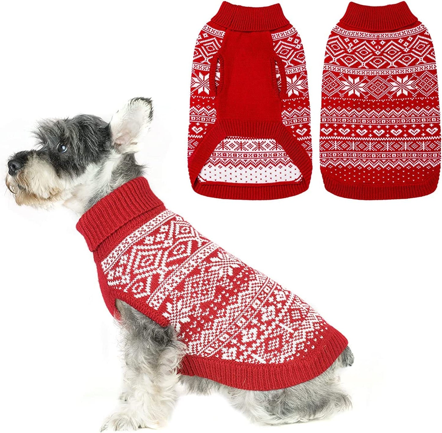 Dog Sweater Argyle - Warm Sweater Winter Clothes Puppy Soft Coat, Ugly Dog Sweater for Small Medium and Large Dogs, Pet Clothing Boy Girl Animals & Pet Supplies > Pet Supplies > Dog Supplies > Dog Apparel HOMIMP Red Small/Medium 