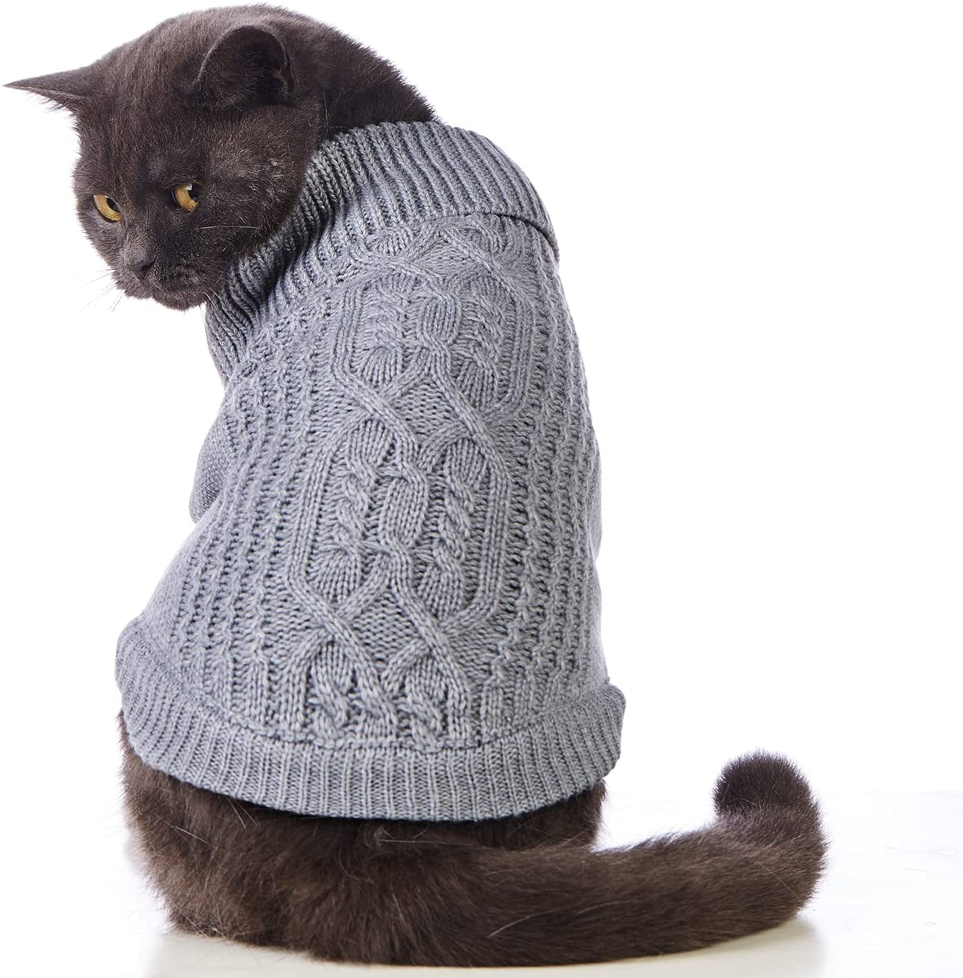 Jnancun Cat Sweater Turtleneck Knitted Sleeveless Cat Clothes Warm Winter Kitten Clothes Outfits for Cats or Small Dogs in Cold Season (Medium, Purple) Animals & Pet Supplies > Pet Supplies > Dog Supplies > Dog Apparel Jnancun Grey X-Small 