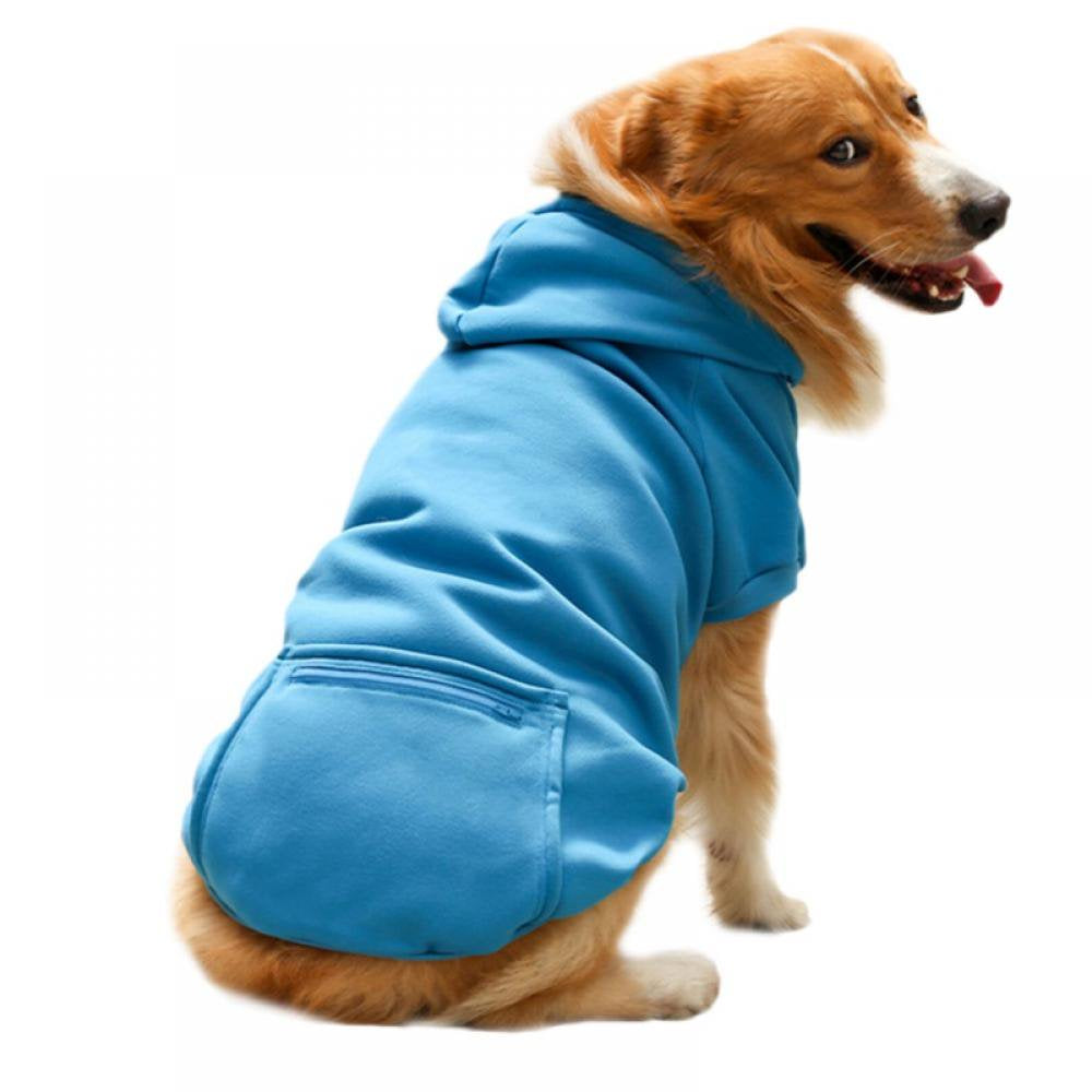 Pet Dog Hoodie Sweaters with Hat, Cold Weather Hoodies with Pocket Hooded Clothes Apparel Costume Puppy Cat Winter Jacket Warm Coat Sweater for Small Medium Large Dogs Cats Puppy Animals & Pet Supplies > Pet Supplies > Cat Supplies > Cat Apparel FYCONE XXL Blue 