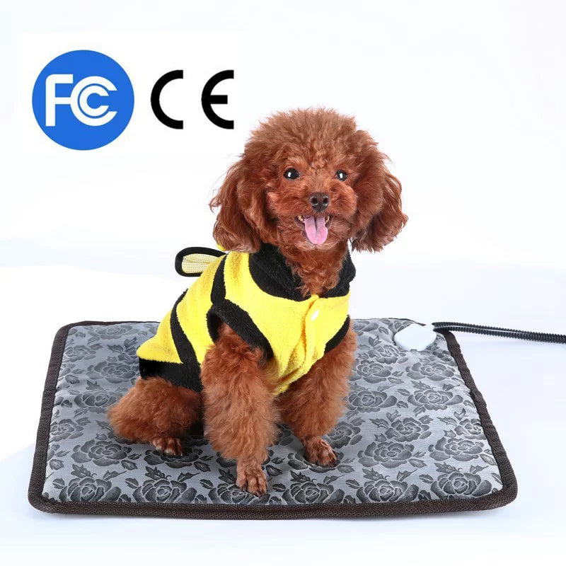 Pet Electric Heating Pad for Dogs and Cats Waterproof Adjustable Anti-Bite Steel Cord Dog Warm Bed Mat Heated Suitable for Pets Beds and Pets Blankets