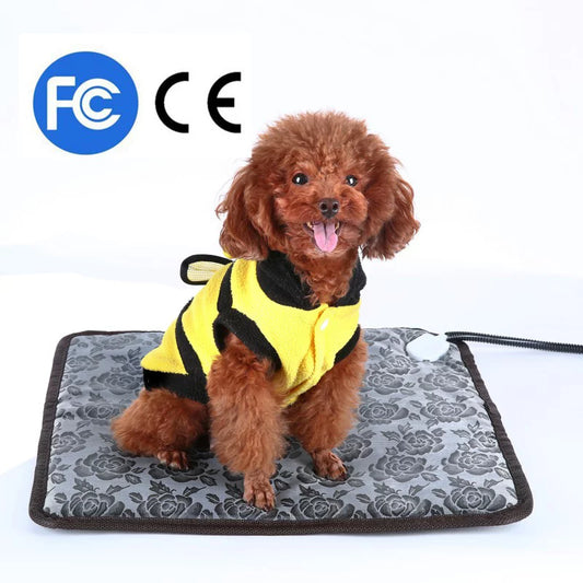 Pet Electric Heating Pad for Dogs and Cats Waterproof Adjustable Anti-Bite Steel Cord Dog Warm Bed Mat Heated Suitable for Pets Beds and Pets Blankets Animals & Pet Supplies > Pet Supplies > Cat Supplies > Cat Beds BAGGUCOR   
