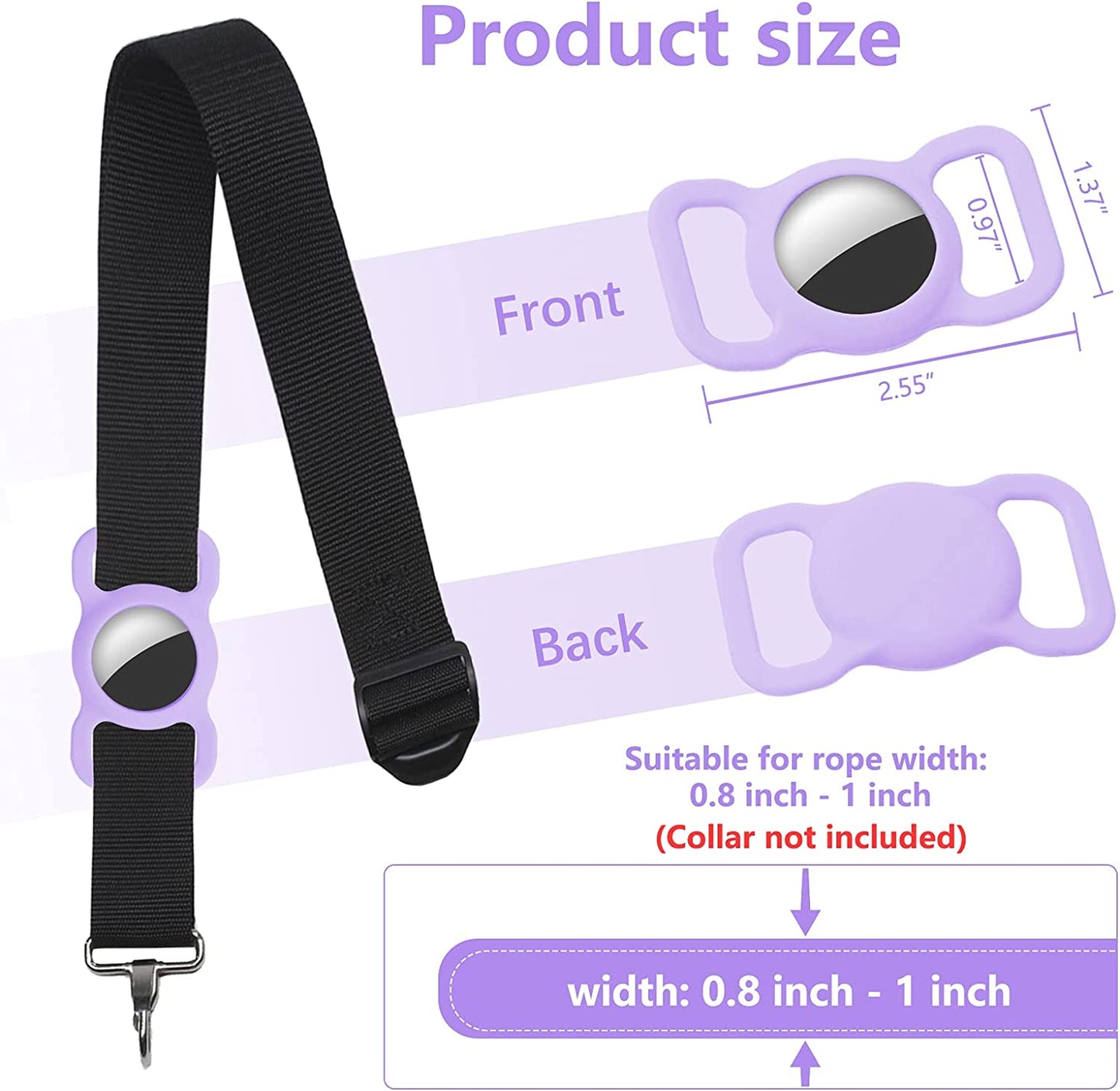 Gogomg 2 Pack Holders Compatible with Apple Airtag for Dog Collar, Silicone Protective Case for Air Tag Pet GPS Tracker (Purple) Electronics > GPS Accessories > GPS Cases gogomg   