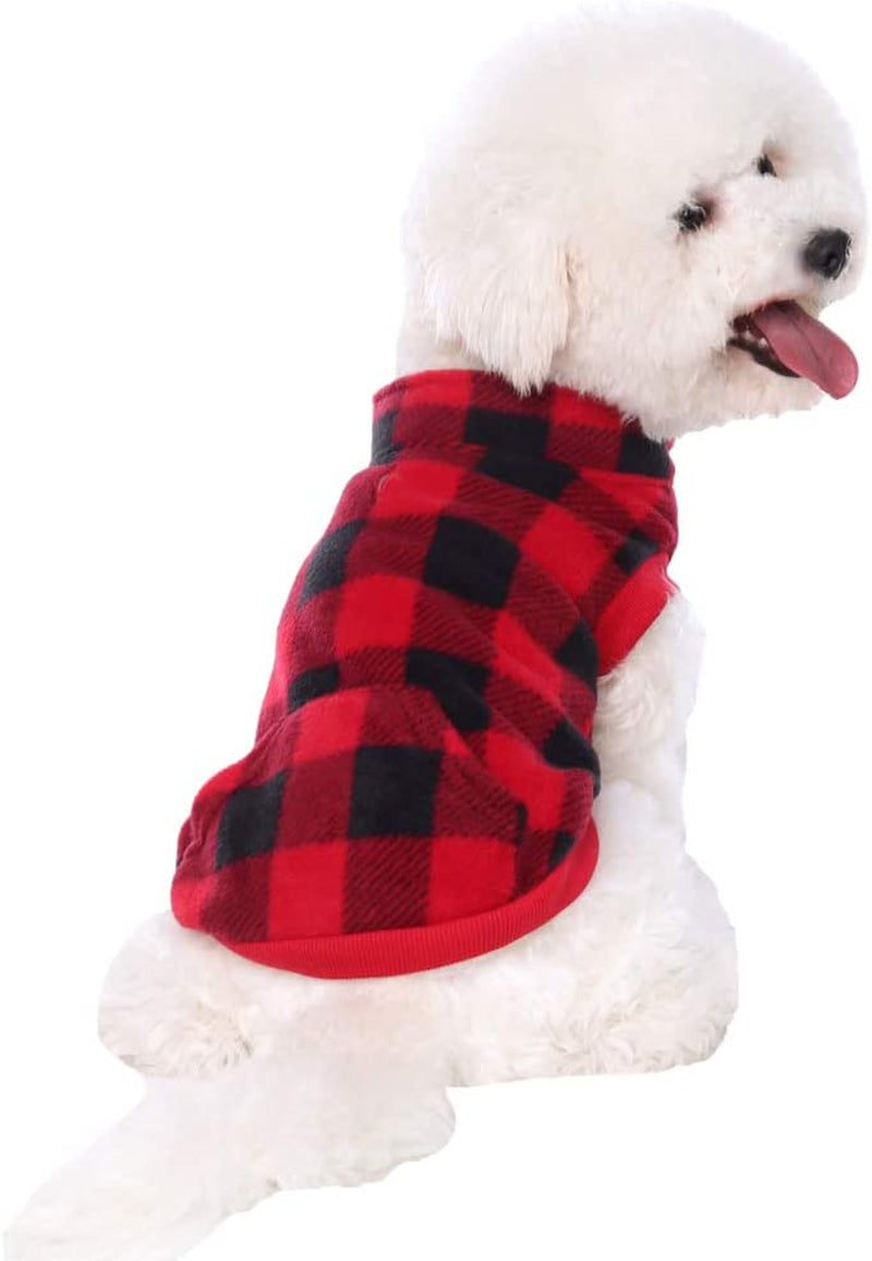 KOOLTAIL Fleece Dog Vest Clothes - Plaid Dog Sweater Pet Clothing with Pocket, Pet Winter Jacket Cold Winter Coat for Small Medium Dogs Animals & Pet Supplies > Pet Supplies > Dog Supplies > Dog Apparel Best4cat   