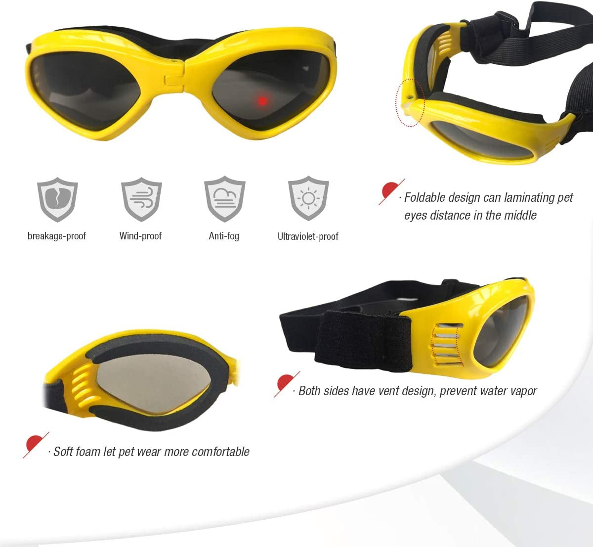 Enjoying Pet/Dog Puppy UV Goggles Sunglasses Waterproof Protection Sun Glasses for Dog - Yellow Animals & Pet Supplies > Pet Supplies > Dog Supplies > Dog Apparel Enjoying   