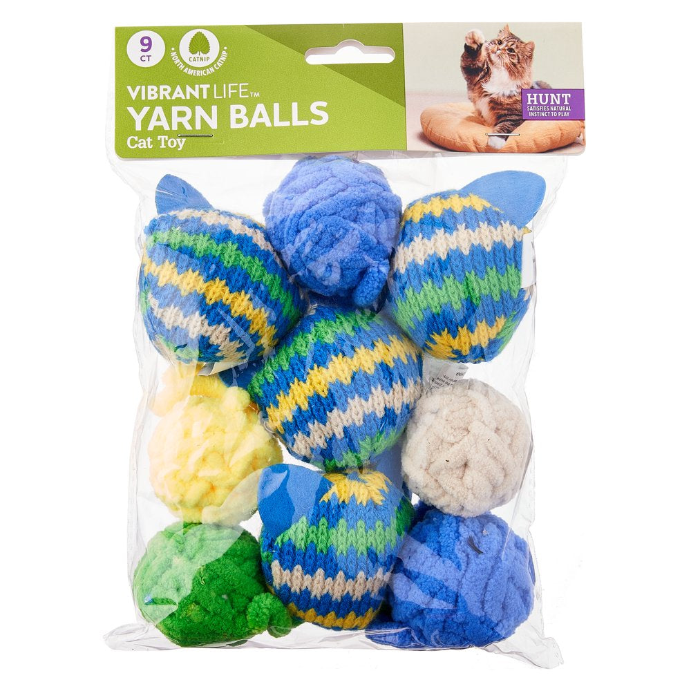 Vibrant Life Cat Toy - Catnip Yarn Balls, 9 Count with Catnip Animals & Pet Supplies > Pet Supplies > Cat Supplies > Cat Toys Vibrant Life   