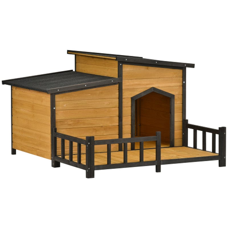 47.2 ” Large Wooden Dog House Outdoor, Outdoor & Indoor Dog Crate, Cabin Style, with Porch