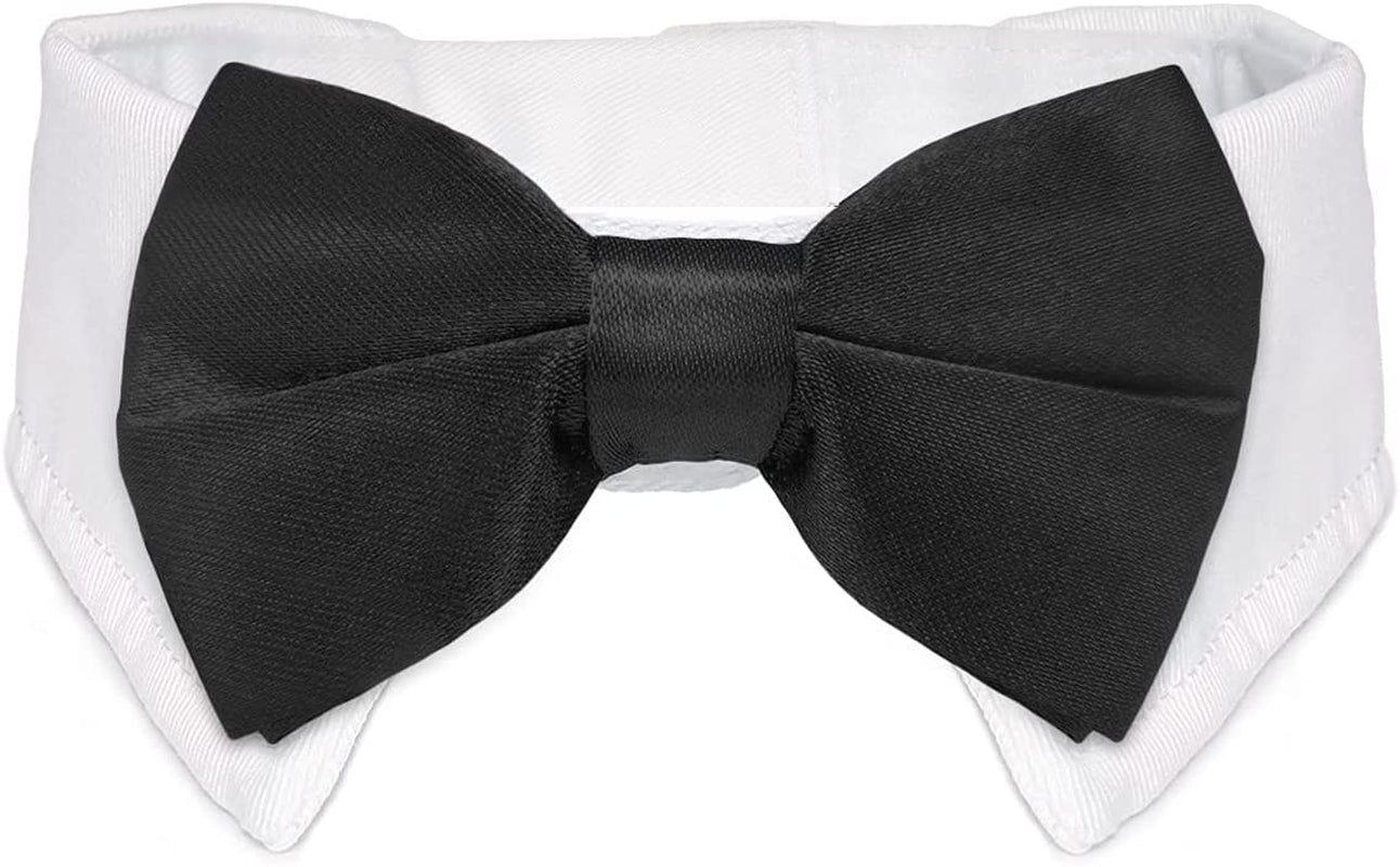 Bowtie for Dog, KOOLMOX Dog Bow Tie Collar Black, Adjustable White Dog Tuxedo Collar with Black Dog Neck Bow Tie for Medium Large Boy Dog Wedding Formal Tuxedo Suit Tux Outfits Birthday Costumes Animals & Pet Supplies > Pet Supplies > Dog Supplies > Dog Apparel Koolmox Black White Fit Neck Girth: 9.2-11.8'' 