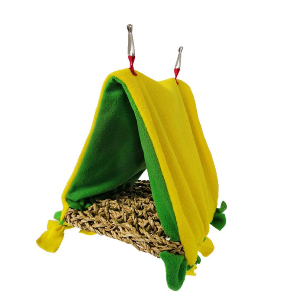 Bird Parrot Ing Perch Cage Bed Parakeet Triangle Hammock Hut Accessories Yellow Animals & Pet Supplies > Pet Supplies > Bird Supplies > Bird Cage Accessories HOMYL   