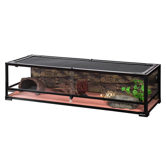 REPTI-ZOO 47 Gallon Reptile Large Terrarium Upgrade Glass Front Opening Tank Sliding Door with Screen Ventilation Reptile Terrarium about 48" X 18" X 12.6"(Knock-Down) Animals & Pet Supplies > Pet Supplies > Reptile & Amphibian Supplies > Reptile & Amphibian Substrates ETAN PET SUPPLIES INC   