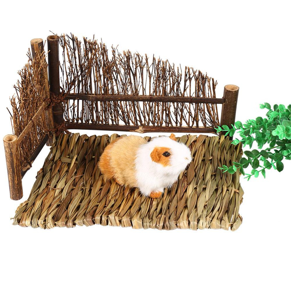 Mgaxyff Hamster Pad,Hamster Grass Mat,2Sizes Small Pet Animal Hamster Hand-Woven Grass Mat Rabbit Guinea-Pig Pad Animals & Pet Supplies > Pet Supplies > Small Animal Supplies > Small Animal Bedding Mgaxyff   
