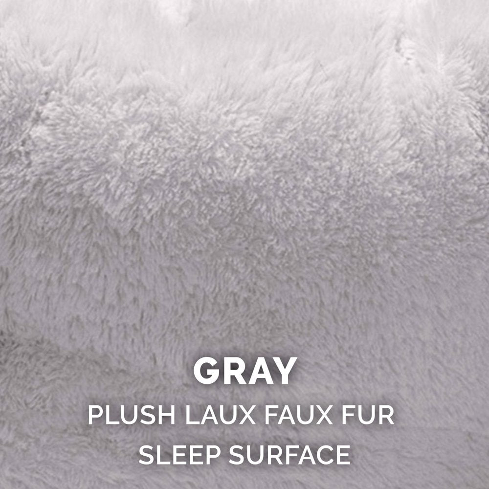 Furhaven | Luxe Fur Warming Hi-Lo Cuddler Bed for Dogs & Cats, Gray, Small
