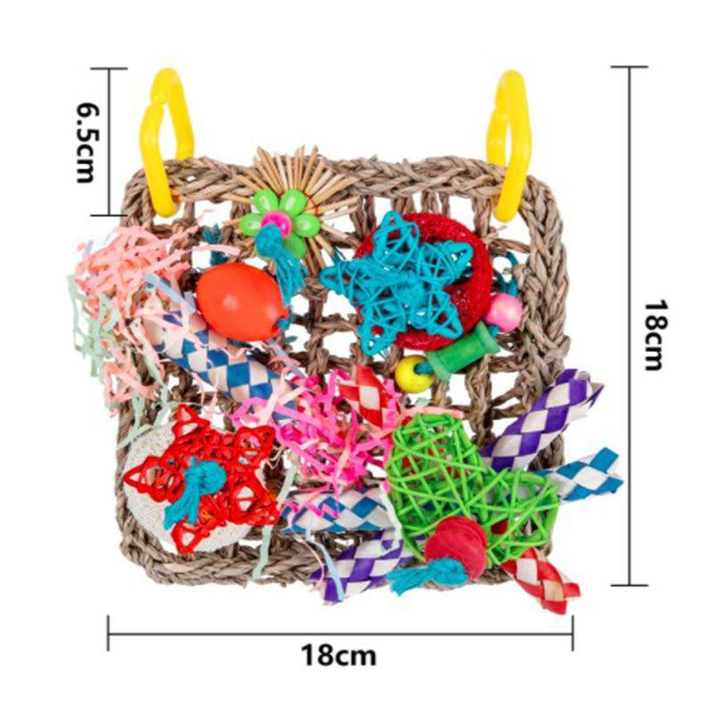 Bird Foraging Wall Toy Parrot Chewing Hanging Hook Toys Woven Climbing Hammock Mat for Birds Cockatiel Cage Accessories Animals & Pet Supplies > Pet Supplies > Bird Supplies > Bird Cage Accessories Magideal   