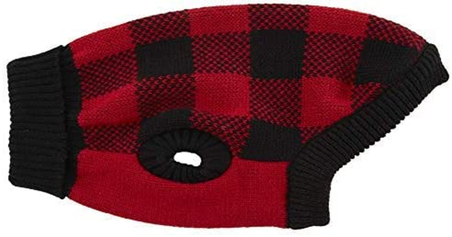 A&L Red Dog Sweater British Plaid Knitted Xmas Holiday Festive Turtleneck Pet Sweater for Small Dogs, Small (S) 12" Back Length Animals & Pet Supplies > Pet Supplies > Dog Supplies > Dog Apparel A&L   