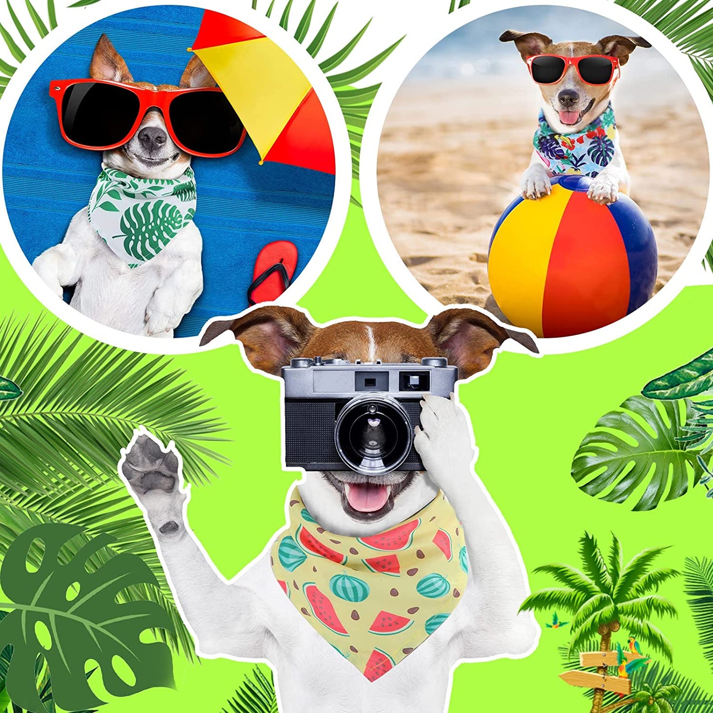 50 Pieces Summer Dog Bandanas Bulk Hawaiian Bandanas Bibs Triangle Dog Scarf Dog Kerchief Set Dog Bandanas with Fruit Leave Flamingo Patterns for Summer Pet Costume Accessories Decoration Animals & Pet Supplies > Pet Supplies > Dog Supplies > Dog Apparel Chunful   