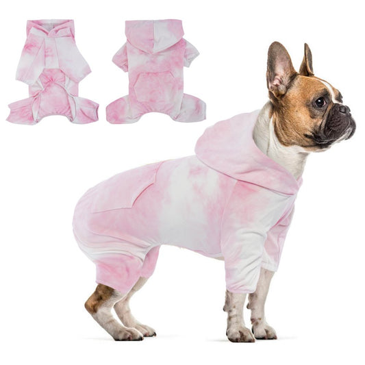 ROZKITCH Dog Pajamas Hoodie Onesie Soft Breathable Stretchy Cotton Pink Tie Dye Shirt 4 Lges Basic Jumpsuit Light Clothes Apparel Outfit for Puppy and Cat Small Medium Large Dog Animals & Pet Supplies > Pet Supplies > Dog Supplies > Dog Apparel ROZKITCH XL Pink 