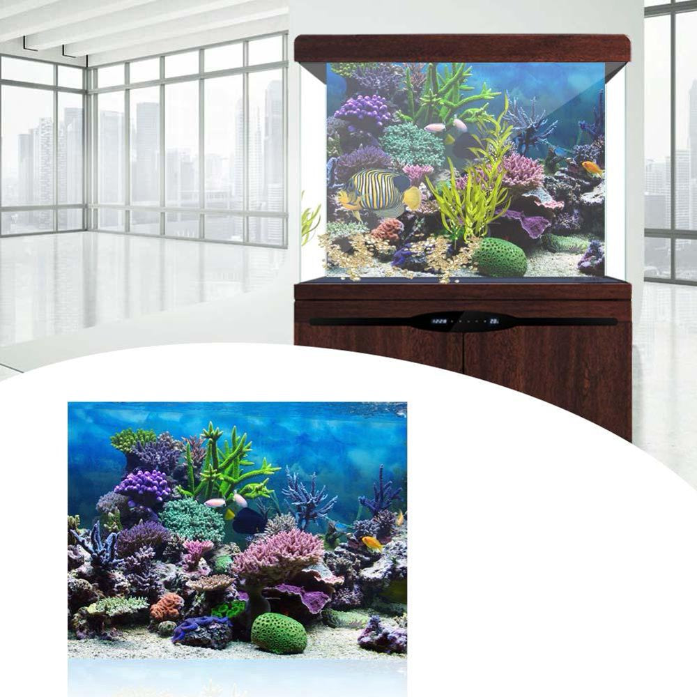 Tebru PVC Adhesive Underwater Coral Aquarium Fish Tank Background Poster Backdrop Decoration Paper, Fish Tank Decor Paper, Fish Tank Background Paper