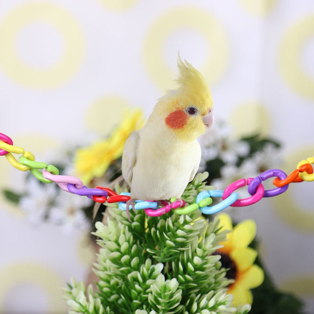 QBLEEV 100Pcs Plastic Chain Links Birds, Mix Color Rainbow DIY C-Clips Chains Hooks Swing Climbing Cage Toys for Sugar Glider Rat Parrot Bird Animals & Pet Supplies > Pet Supplies > Bird Supplies > Bird Toys QBLEEV   