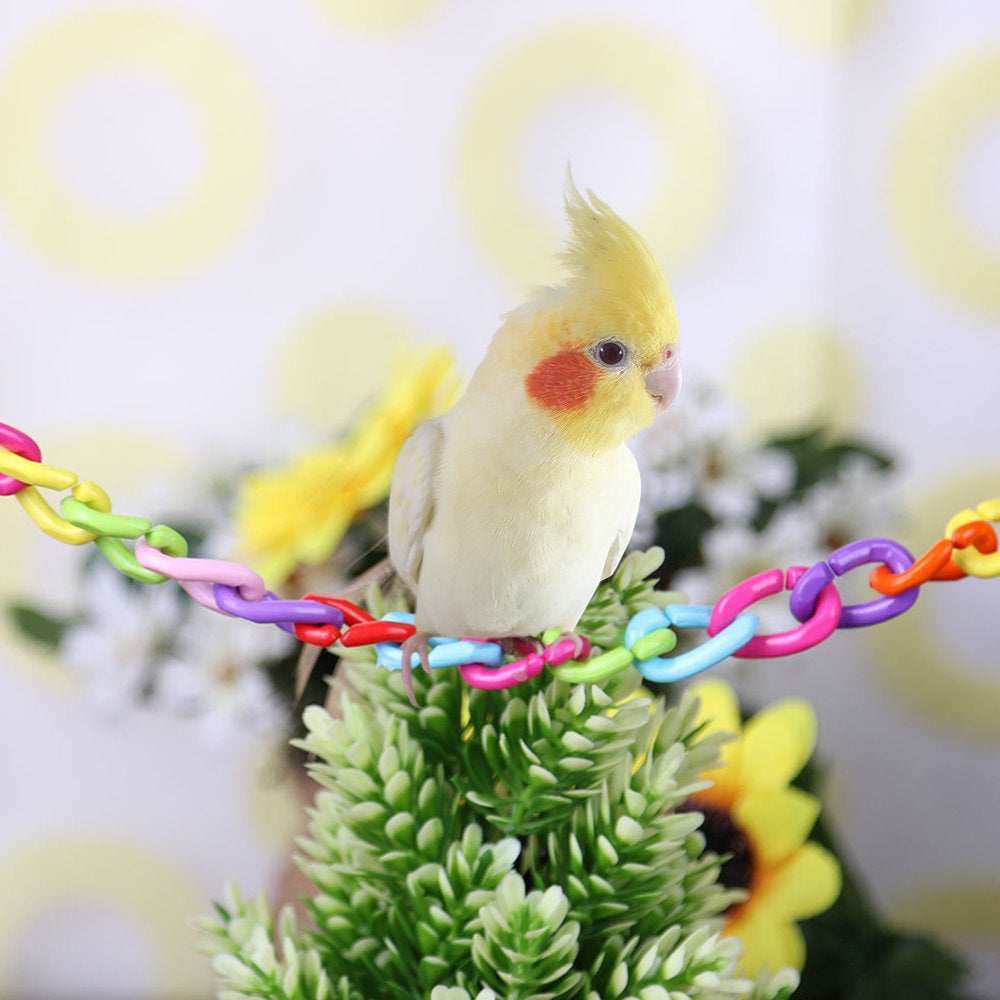 QBLEEV 100Pcs Plastic Chain Links Birds, Mix Color Rainbow DIY C-Clips Chains Hooks Swing Climbing Cage Toys for Sugar Glider Rat Parrot Bird