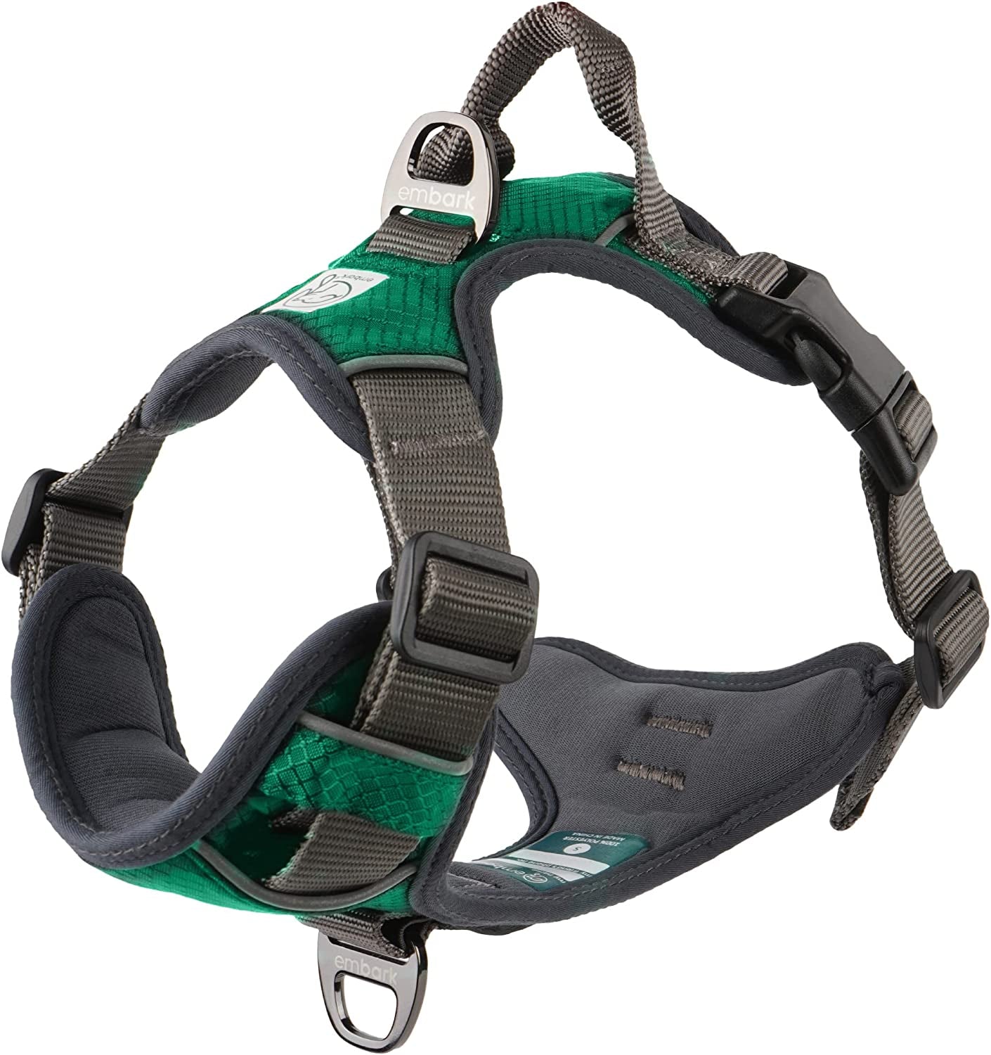 Embark Adventure Dog Harness, No Pull Dog Harness with 2 Leash Clips, Dog Harness for Medium Dogs No Pull. Front & Back with Control Handle, Adjustable Blue Dog Vest, Soft & Padded for Comfort Animals & Pet Supplies > Pet Supplies > Dog Supplies > Dog Apparel Embark Pets Green Large 