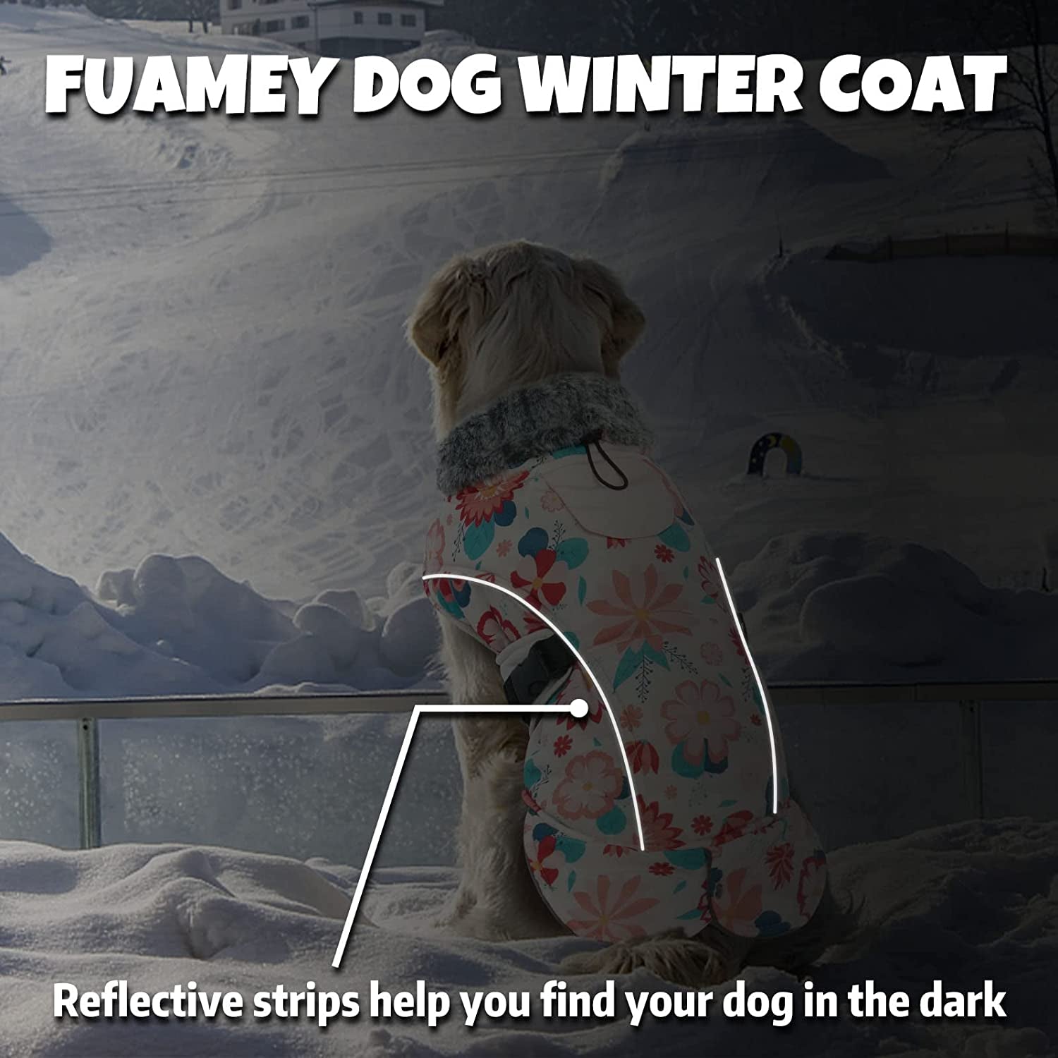 FUAMEY Dog Cold Weather Jacket,Dog Winter Coat with Fur Collar Pet Windproof Warm Vest Doggie Reflective Apparel Small Medium Large Paded Dog Clothes with Leash Hole Thick Dog Fleece Outdoor Coats Animals & Pet Supplies > Pet Supplies > Dog Supplies > Dog Apparel FUAMEY   