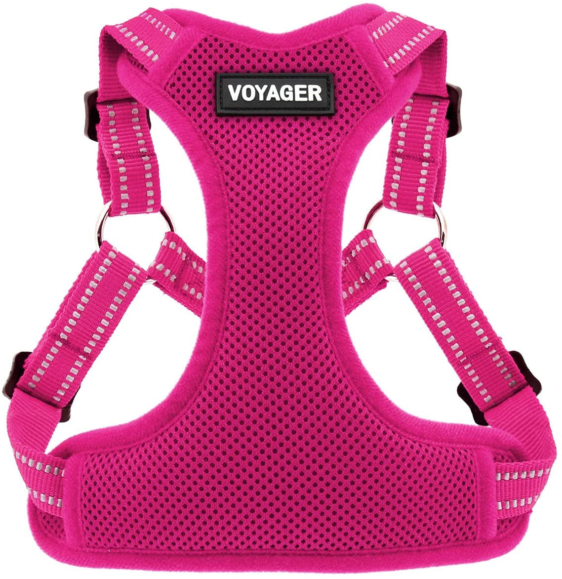 Best Pet Supplies Voyager Adjustable Dog Harness with Reflective Stripes for Walking, Jogging, Heavy-Duty Full Body No Pull Vest with Leash D-Ring, Breathable All-Weather - Harness (Red), M Animals & Pet Supplies > Pet Supplies > Dog Supplies > Dog Apparel Best Pet Supplies, Inc. Fuchsia (Matching Trim) L (Chest: 20 - 25") 