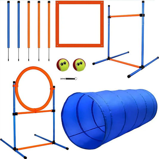Bsyang Dog Agility Training Equipment, Dog Obstacle Course Training Starter Kit - Pet Outdoor Games with Tunnel, Weave Poles, Adjustable Hurdle, Jump Ring, Pause Box, Toys and Carrying Bag Animals & Pet Supplies > Pet Supplies > Dog Supplies > Dog Treadmills Bsyang Premium Dog Agility Equipment Set  