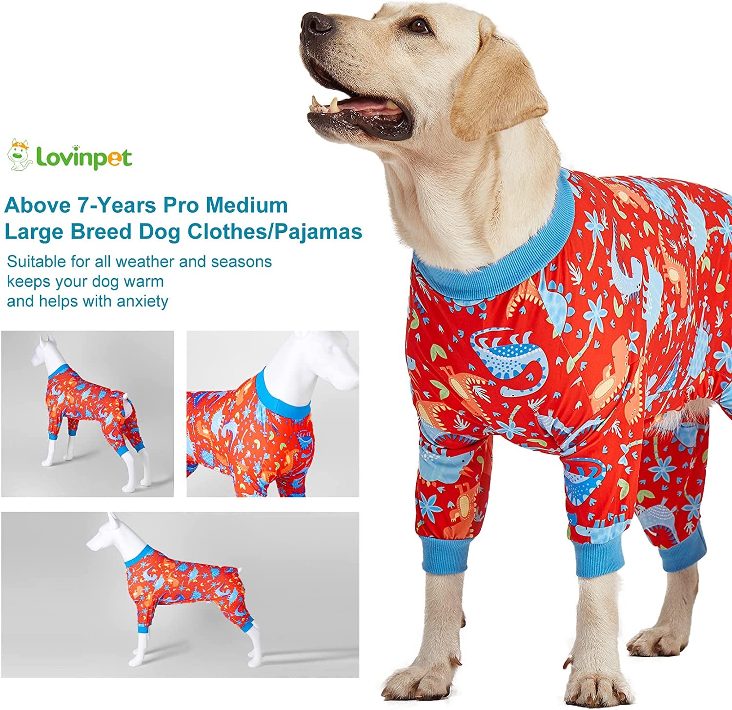 Lovinpet Pitbull Dog Pajamas, Large Dog Onesies for Surgery/Wound