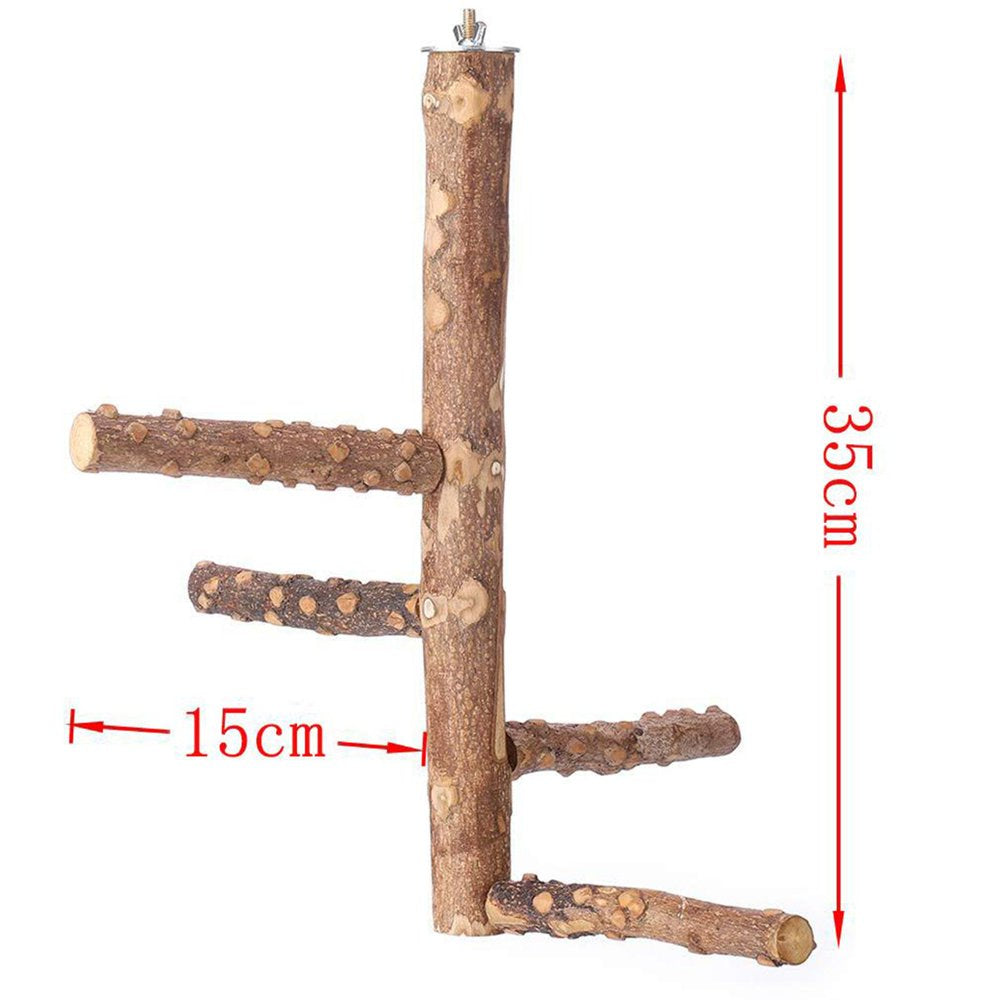 Practical Bird Perch Natural Wood Rotating Ladder Parrot Cage Stand Toy 15X35Cm Animals & Pet Supplies > Pet Supplies > Bird Supplies > Bird Ladders & Perches Menolana   